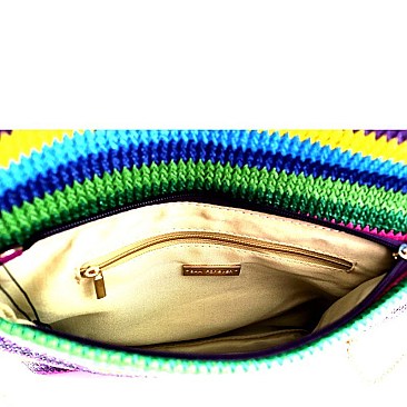 Multi-Color Woven Straw Envelope Clutch MH-PPC6443