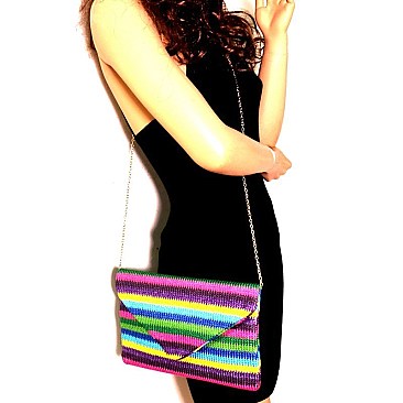 Multi-Color Woven Straw Envelope Clutch MH-PPC6443