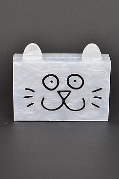 Cute Box with Cat Design Clutch