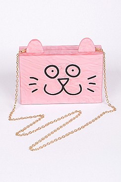 Cute Box with Cat Design Clutch