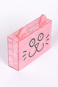 Cute Box with Cat Design Clutch