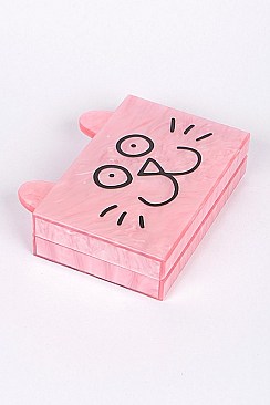 Cute Box with Cat Design Clutch