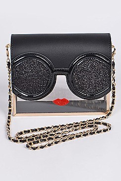 Transparent Lips Accent Style Clutch