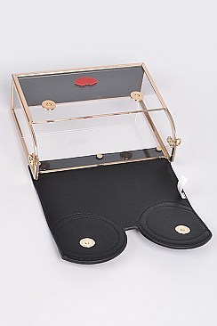 Transparent Lips Accent Style Clutch