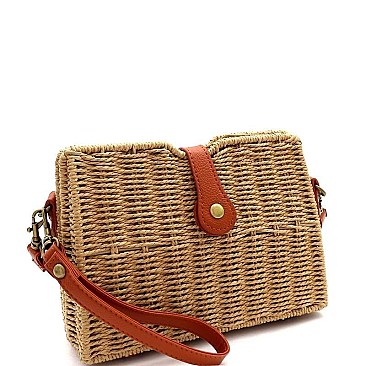 Woven Straw Flap Cross Body