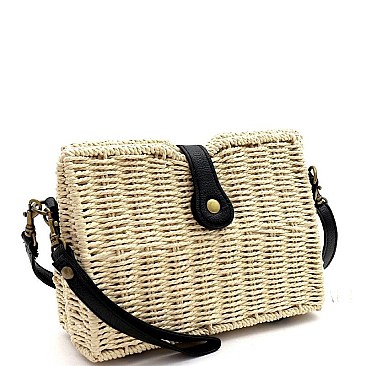 Woven Straw Flap Cross Body