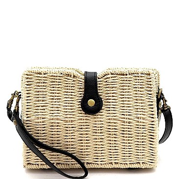 Woven Straw Flap Cross Body
