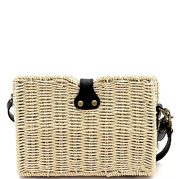 Woven Straw Flap Cross Body