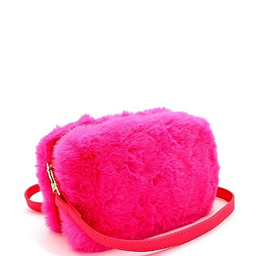 BOXY NEON FAUX FUR CROSS BODY
