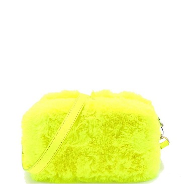 BOXY NEON FAUX FUR CROSS BODY