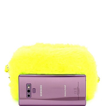 BOXY NEON FAUX FUR CROSS BODY