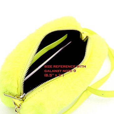 BOXY NEON FAUX FUR CROSS BODY