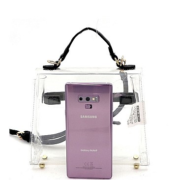 MEDIUM TRANSPARENT TURN-LOCK SATCHEL