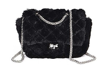FASHION SOFT FURRY CHIC DESIGN CROSSBODY BAG