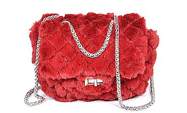 FASHION SOFT FURRY CHIC DESIGN CROSSBODY BAG