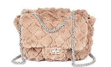 FASHION SOFT FURRY CHIC DESIGN CROSSBODY BAG