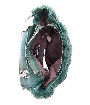 FASHION SOFT FURRY CHIC DESIGN CROSSBODY BAG