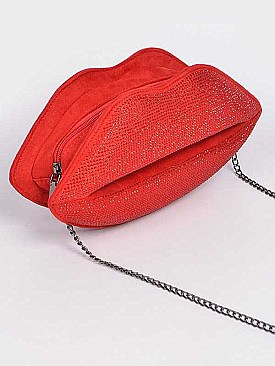 Iconic LIPS Form Crystal Pave Crossbody Bag