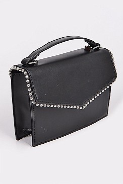 Beaded Leatherette Cross Body Clutch