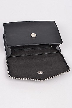 Beaded Leatherette Cross Body Clutch