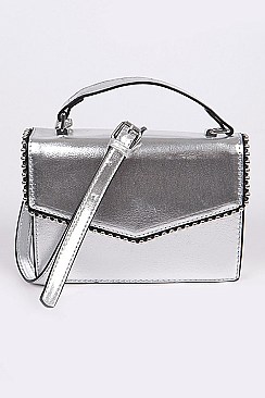 Beaded Leatherette Cross Body Clutch