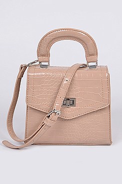 Monotone Glossy Snakeskin Bag