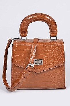 Monotone Glossy Snakeskin Bag
