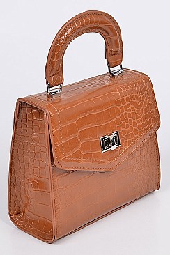 Monotone Glossy Snakeskin Bag