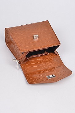 Monotone Glossy Snakeskin Bag