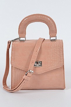 Monotone Glossy Snakeskin Bag