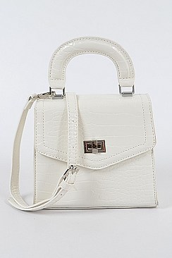 Monotone Glossy Snakeskin Bag