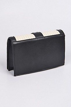 Studded Straw Clutch Bag