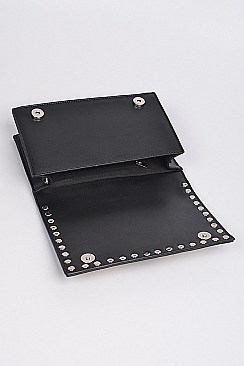 Studded Straw Clutch Bag