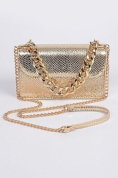 Sparkle Snakeskin Clutch