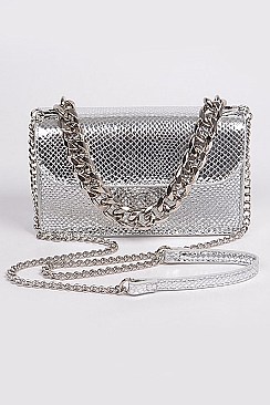 Sparkle Snakeskin Clutch