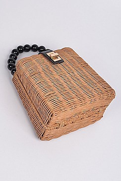 Straw Leather Strap Body Tote Bag