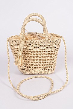 Straw Basket MonotoneCrossbody Bag