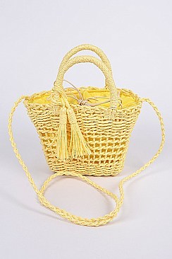 Straw Basket MonotoneCrossbody Bag