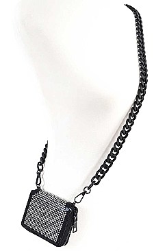 RHINESTONE WALLET WITH OVERSIZED CHAIN