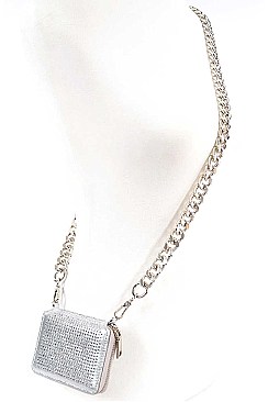 RHINESTONE WALLET WITH OVERSIZED CHAIN