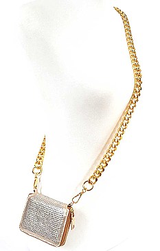 RHINESTONE WALLET WITH OVERSIZED CHAIN
