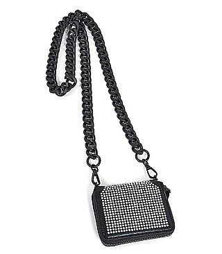 RHINESTONE WALLET WITH OVERSIZED CHAIN