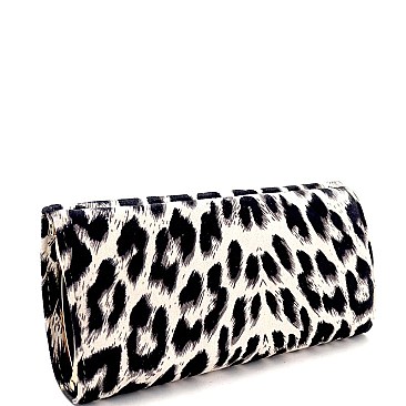 Fashionable Smartphone Friendly Frame Leopard Print Snap Wallet Beige MH-PPW2186