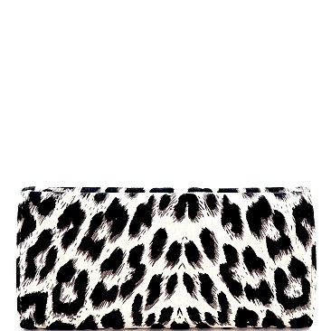 Fashionable Smartphone Friendly Frame Leopard Print Snap Wallet Beige MH-PPW2186