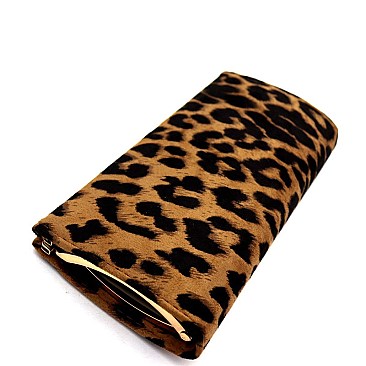 Fashionable Smartphone Friendly Frame Leopard Print Snap Wallet Beige MH-PPW2186
