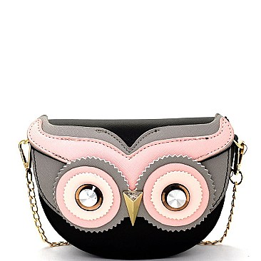 PPC5739-LP Unique Owl Theme Colorblock Novelty Cross Body