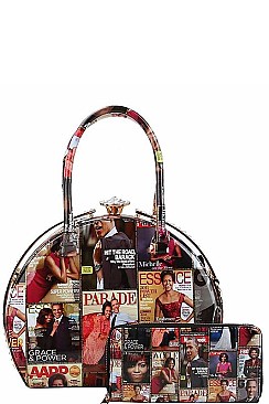 2IN1 STYLISH FAMOUS PEOPLE MAGAZINE LONG STRAP SATCHEL JYPQ-026-1W