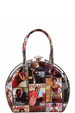 2IN1 STYLISH FAMOUS PEOPLE MAGAZINE LONG STRAP SATCHEL JYPQ-026-1W