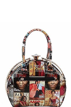 2IN1 STYLISH FAMOUS PEOPLE MAGAZINE LONG STRAP SATCHEL JYPQ-026-1W