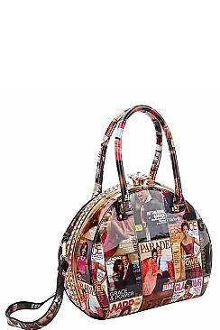 2IN1 STYLISH FAMOUS PEOPLE MAGAZINE LONG STRAP SATCHEL JYPQ-026-1W